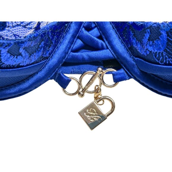 Honey Birdette Jules Contour Bra Womens 32A 10A Navy Blue Lace French Padlock - Picture 6 of 13